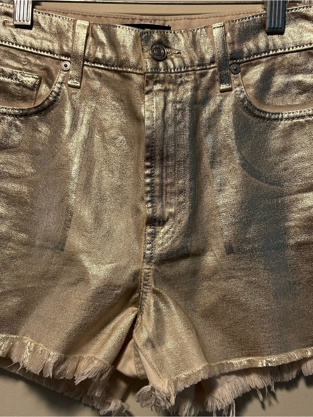 7 for all man kind Metallic Gold Women’s Denim Shorts shimmer 27